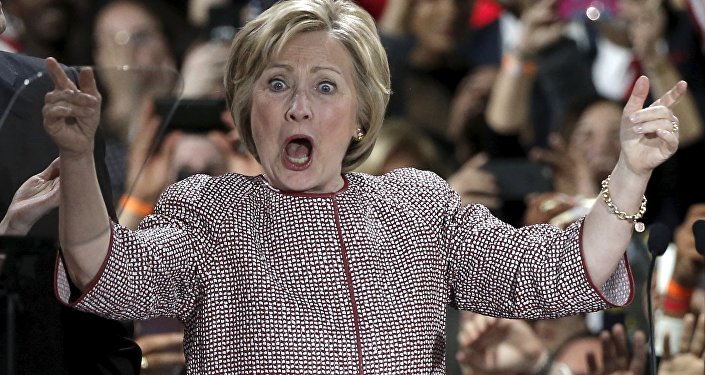 US Democratic presidential candidate Hillary Clinton reacts to the cheers of the crowd at her New York presidential primary night rally in the Manhattan borough of New York City, US, April 19, 2016.