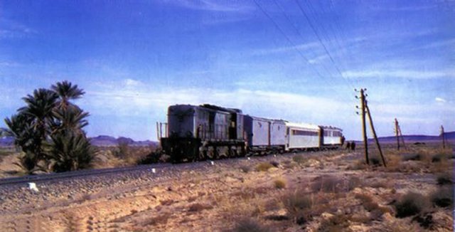 Dans le Sud Oranais,vue d'une ligne près de Béni-Ounif-de-Figuig Les chemins de fer de la France d'Outre-mer, de Pascal Bejui, La Régordane éditions